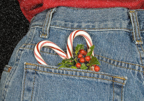 Candy Cane Heart in Pocket stock photo