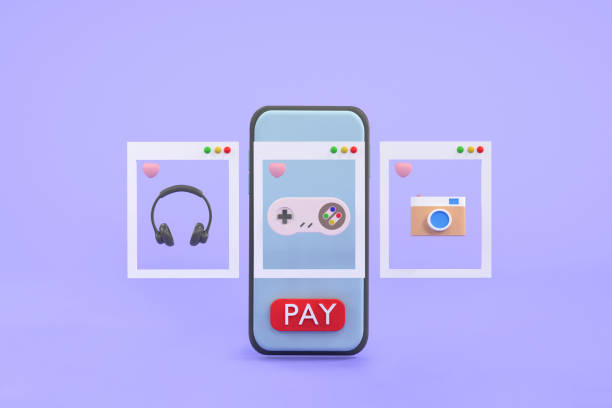 istock screens Shopping app flat design template for mobile apps. Shopping online concept. 1412266557