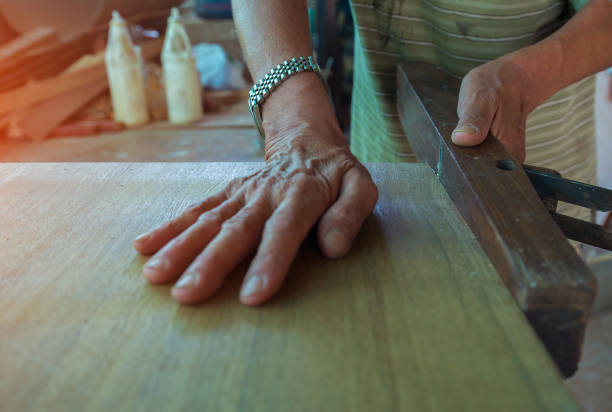 istock Woodworking with carpentry skills 1412269680