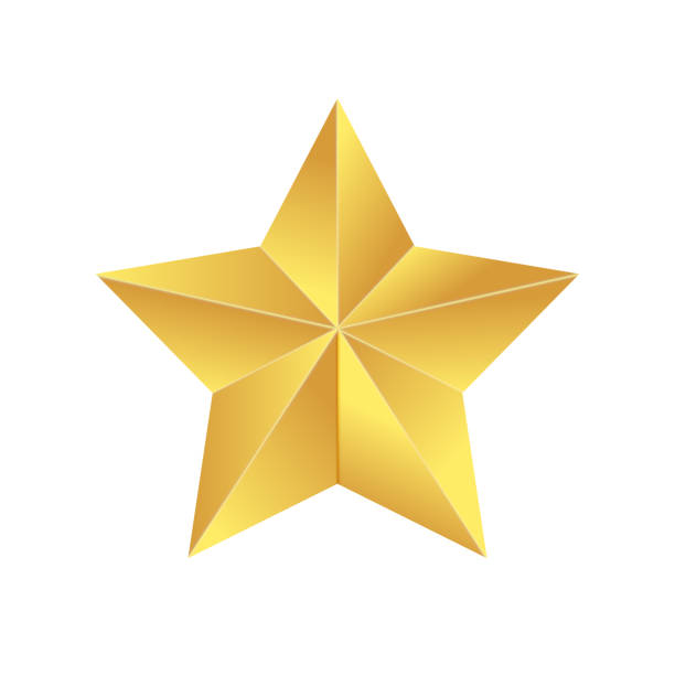 Golden Star. Origami pentagonal star made of gold foil Golden Star. Origami pentagonal star made of gold foil. tree topper stock illustrations