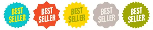 Vector illustration of Best seller starburst sticker set