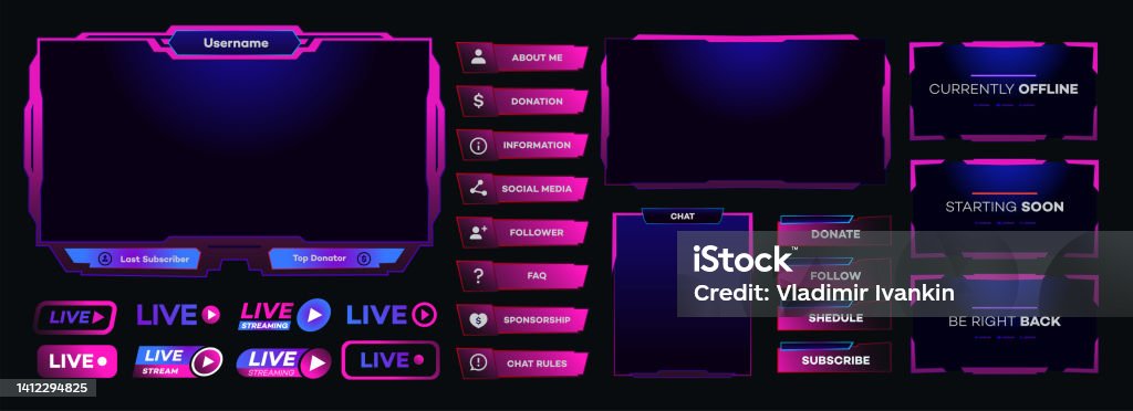 Stream Screen Panel Vector Streaming Screen Panel Overlay Game Stock Illustration ...