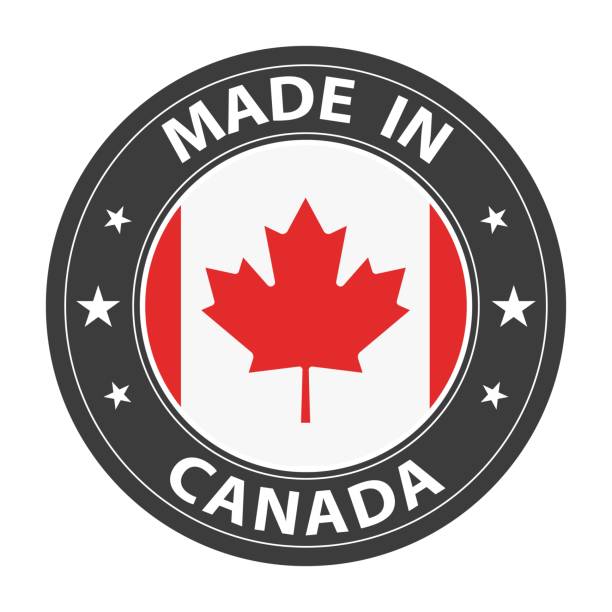 istock Made in Canada badge vector. Sticker with stars and national flag. Sign isolated on white background. 1412297043