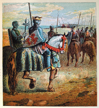 Vintage illustration of Robert Curthose, or Robert II of Normandy with his army during the First Crusade