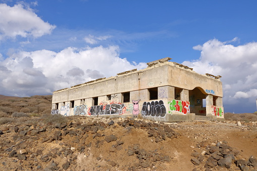 November 18 2021 - Abades, Spain Tenerife: former Sanatorio de Abona, the leprosy station of Abades