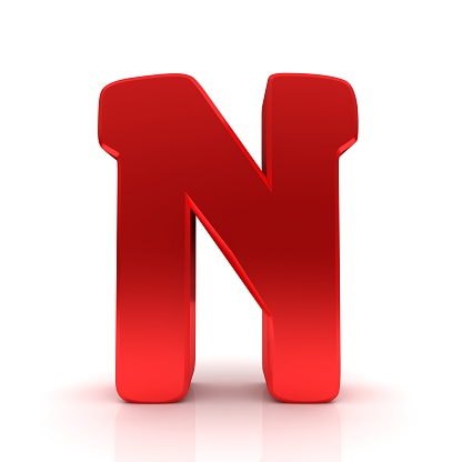 N letter red sign 3d rendering