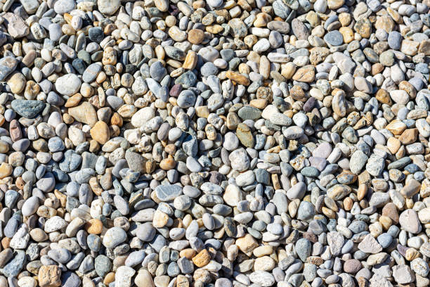 Pebbles close-up on the beach in Vodice stock photo