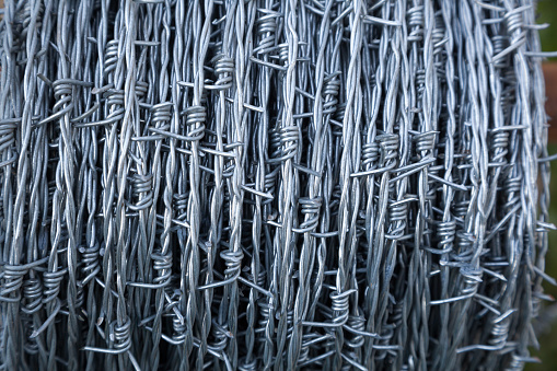 barbed wire roll close up