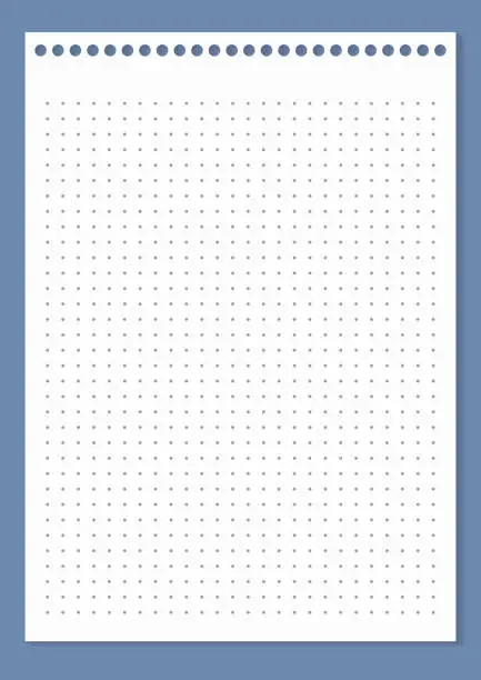 Vector illustration of Grid paper. Dotted grid on white background. Abstract dotted transparent illustration with dots. White geometric pattern for school, copybooks, notebooks, diary, notes, banners, print, books
