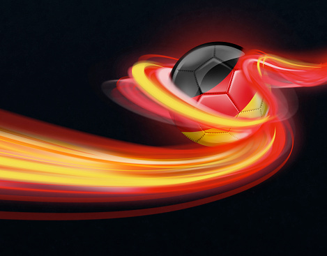 Germany soccer ball with national flag light beam