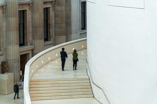 London, United Kingdom - January 28, 2022: People in the Stairs at the British Museum