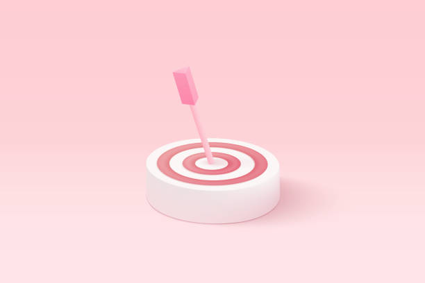 istock 3d minimal excellent business idea goals. Leadership for successful  under creative concept in pastel background. 3d arrow hit center of target vector render on isolated pink background 1412321886