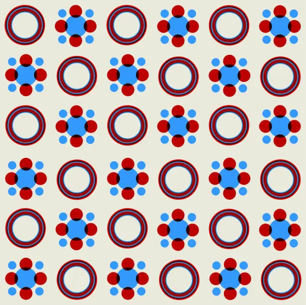 Vector illustration of 3D Blue and Red Shape Pattern