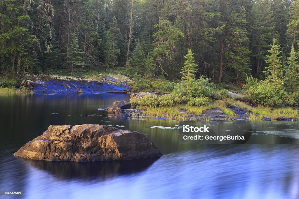 Serene lake Beautiful calm lake in a remote wilderness of Minnesota, USA Voyageurs National Park Stock Photo