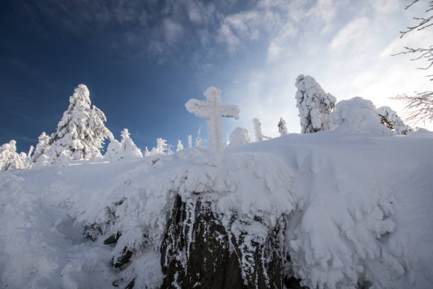 Snow covered cross