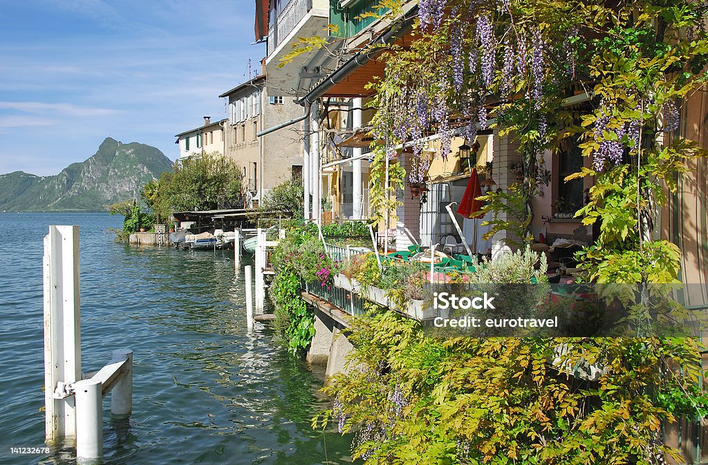 Gandria, озеро Lugano, Switzerland (Швейцария - Стоковые фото Lake Lugano роялти-фри