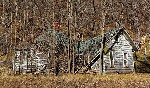 Old broken down house stock photo