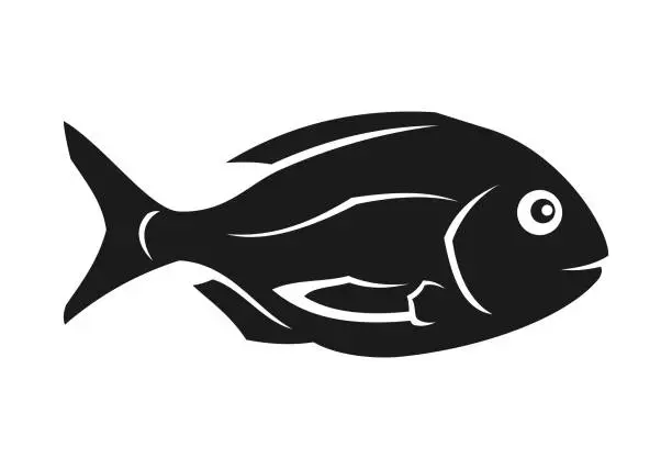 Vector illustration of Fish silhouette - cut out vector icon