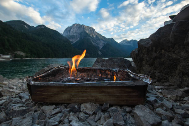 istock Barbecue at the lake shore in the mountains 1412330969