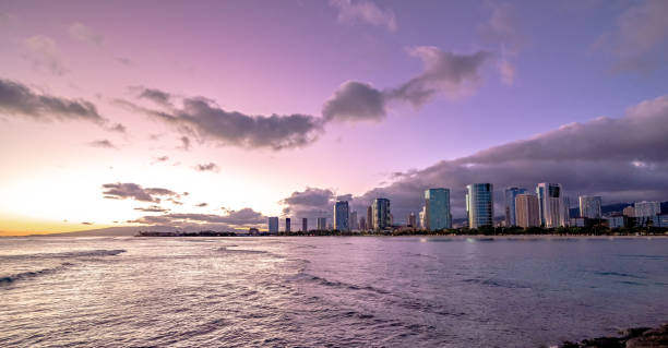 istock Sunset at Waikiki Beach on Oahu Hawaii 1412335247