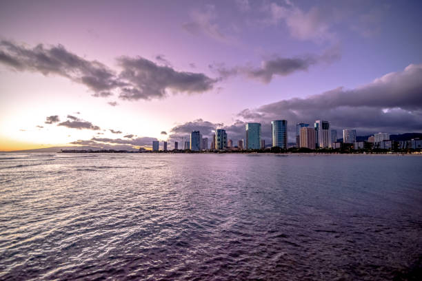 istock Sunset at Waikiki Beach on Oahu Hawaii 1412339149