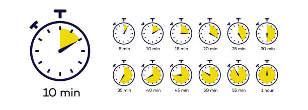 타이머 벡터 기호 세트 - symbol computer icon clock face gauge stock illustrations