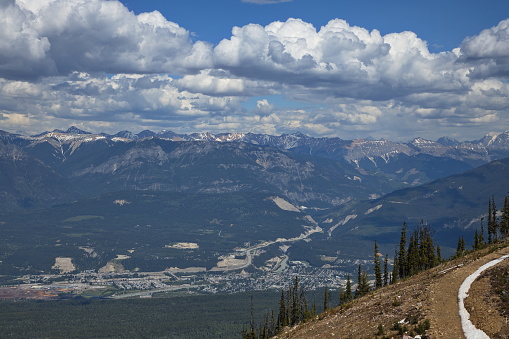 View of Golden from Golden Eagle Express in Kicking Horse Mountain Resort in British Columbia,Canada,North America