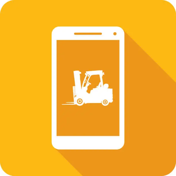 Vector illustration of Forklift Smartphone Icon Silhouette