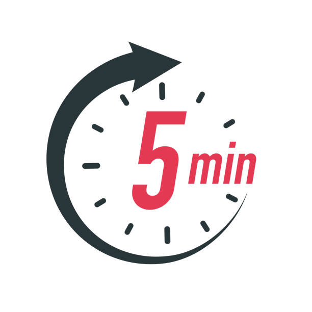 5 minutes timer symbol color style 5 minutes timer symbol color style isolated on white background. Clock, stopwatch, cooking time label. Vector 10 eps oven dials stock illustrations