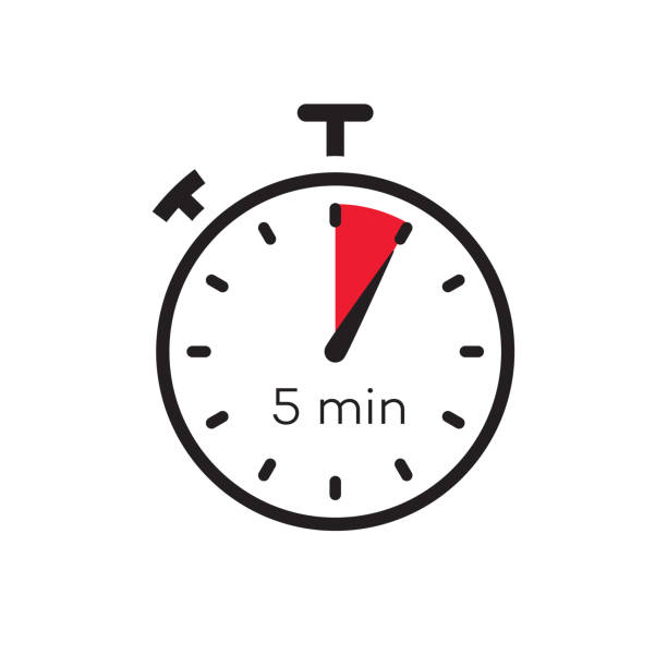 5 minutes timer vector symbol color style 5 minutes timer vector symbol color style isolated on white background. Clock, stopwatch, cooking time label. 10 eps oven dials stock illustrations