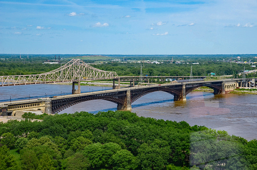 Gateway Arch National Park - Eads and MLK Bridges over Mississippi River