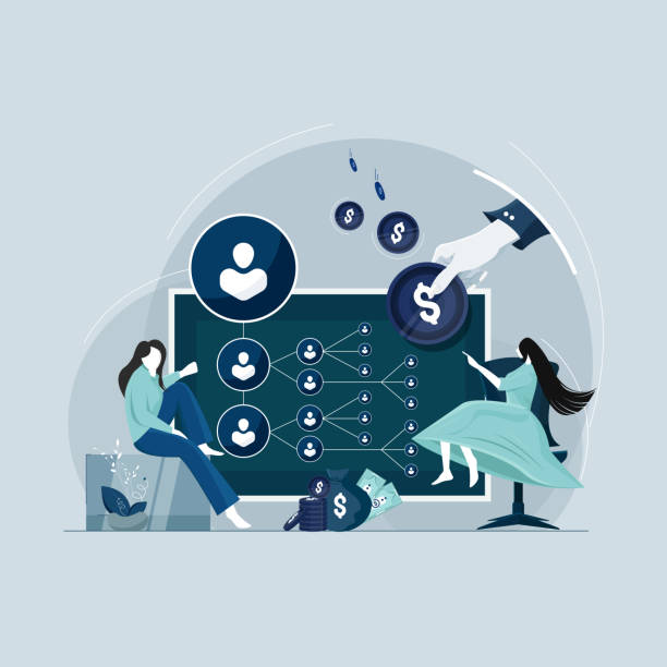 MLM Multi Level Marketing, Organization Structure and Network, financial pyramid, fraud investment scam concept MLM Multi Level Marketing pyramid scheme stock illustration multi level marketing stock illustrations