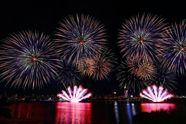 istock The famous beautiful Dadaocheng fireworks show at night 1412352971