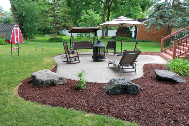 istock Suburban backyard patio and garden 1412358079
