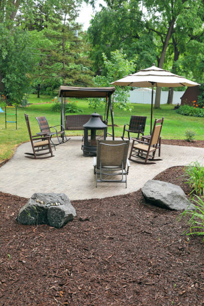 istock Suburban backyard patio and garden 1412358081