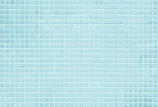 istock Blue light ceramic wall and floor tiles mosaic background in bathroom and kitchen. Design pattern geometric with grid wallpaper texture decoration pool. Simple seamless abstract surface clean. 1412358680