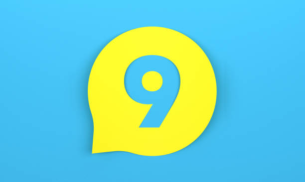 Yellow speech bubble with number 7 on blue background. It's part of the series.