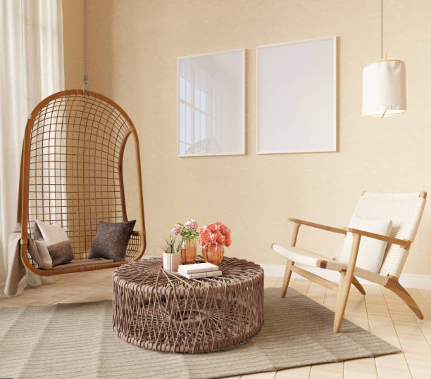 istock Mock up frame picture living room interior background 1412362972