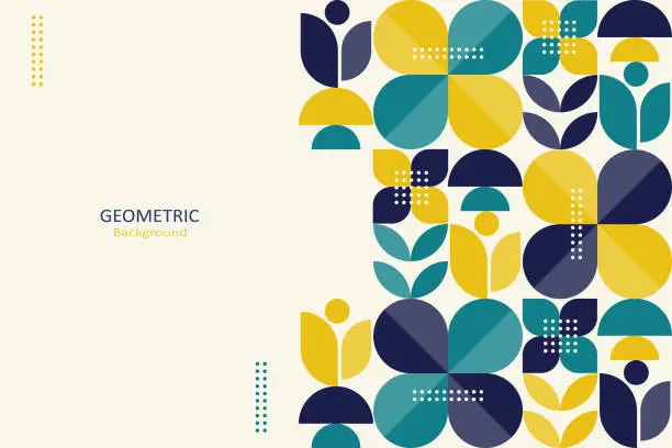 Vector illustration of Abstract geometric background, template flat design of mosaic pattern with the simple shape of circles and dots. Landing page design.