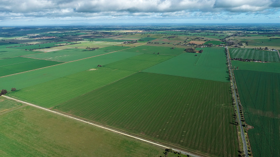 Drone image of farmland in Central Victoria