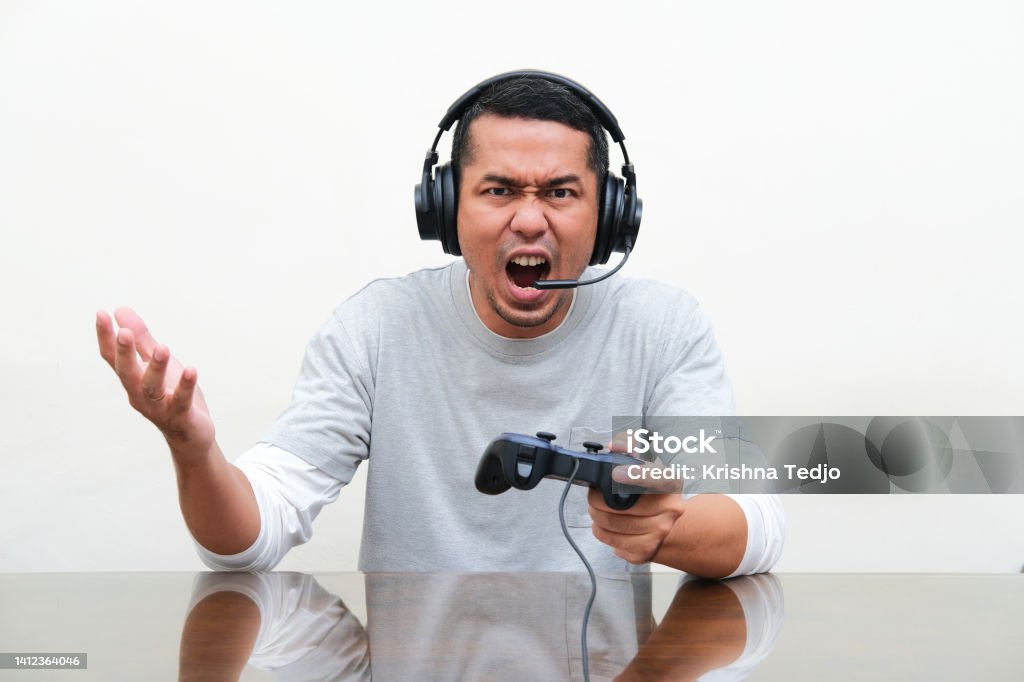 Gamer Rage Photo Asian Man Showing Rage Expression When Playing Game Stock Photo ...