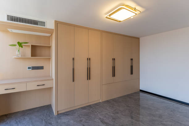 istock Newly decorated empty room with simple style 1412365084