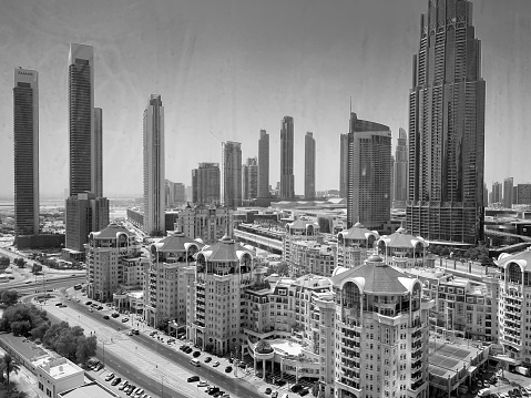 Burdubai,Dubai,UAE June 12 2022 Wonderful Arial view of Dubai City , Full of flat buildings