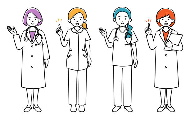 医療従事者のシンプルなイラストセット - 健康診断　日本点のイラスト素材／クリップアート素材／マンガ素材／アイコン素材