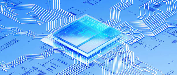 istock 3D rendering of cyberpunk AI. Circuit board. Technology background. Central Computer Processors CPU and GPU concept. Motherboard digital chip. Tech science background. 1412381445