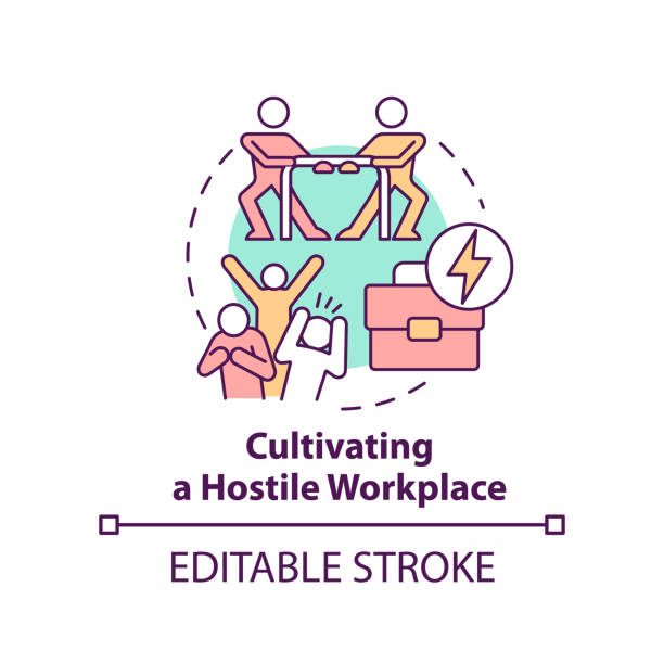 Cultivating hostile workplace concept icon Cultivating hostile workplace concept icon. Unethical organizational behavior abstract idea thin line illustration. Isolated outline drawing. Editable stroke. Arial, Myriad Pro-Bold fonts used angry general manager stock illustrations