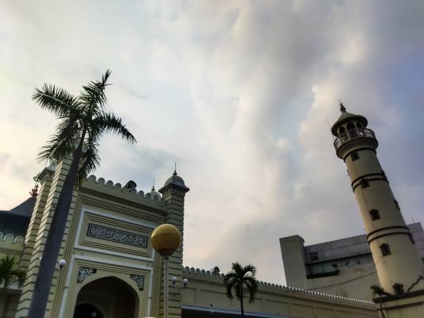 istock White mosque at the twilight sky 1412383913