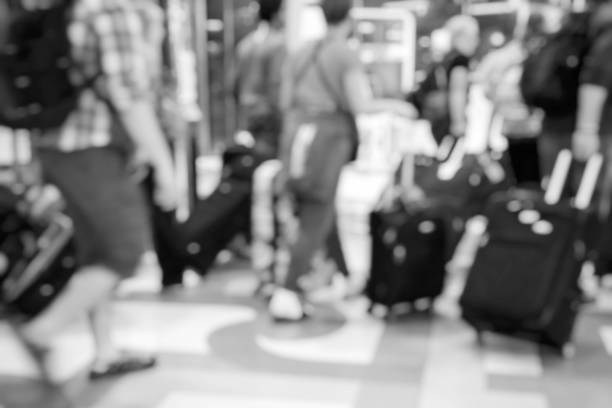 blurred, People walking in the airport. stock photo