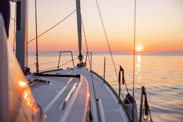 Beautiful Sundown During A Boat Trip stock photo