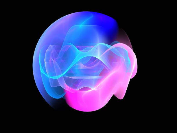 istock Abstract futuristic composition in blue purple tones on a black background 1412389921